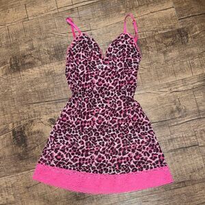 Vintage y2k Victoria’s Secret cheetah leopard print bodycon lace slip dress